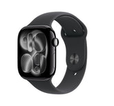 Apple Watch 11 Jet Black 46mm aluminium case (M/L) with Black Sport Band MEUX4