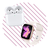 Apple Watch 11 46mm Rose-Gold/Blush (S/M) & Airpods 4 with ANC Power Bundle