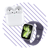 Apple Watch 11 46mm Silver-Purple Fog (M/L) & Airpods 4 with ANC Power Bundle