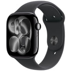 Apple Watch 11 Jet Black Cellular 42mm aluminium case (M/L) with Black Sport Band