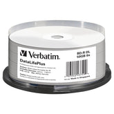 1x25 Verbatim BD-R Blu-Ray 50GB 6x Speed printable Cakebox