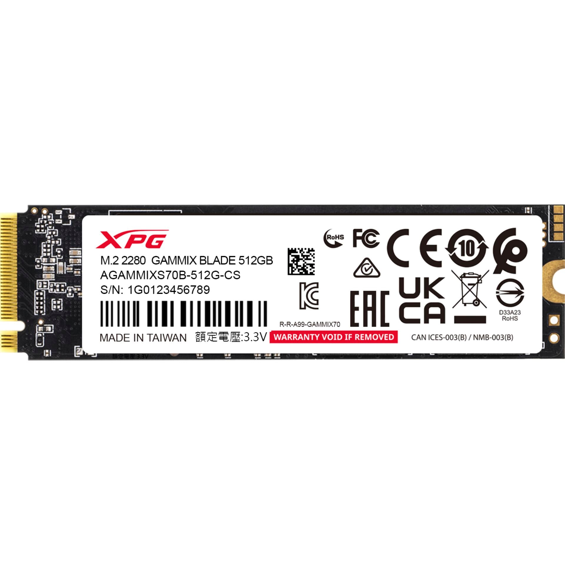 ADATA-XPG SSD PCIe Gen 4x4 512GB GAMMIX S70 BLADE R/W 7200/2600