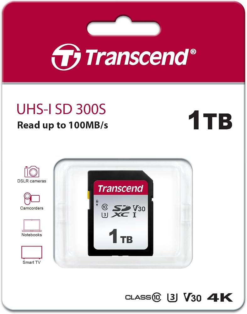 Transcend SDXC 300S 1TB Class 10 UHS-I U3 V30