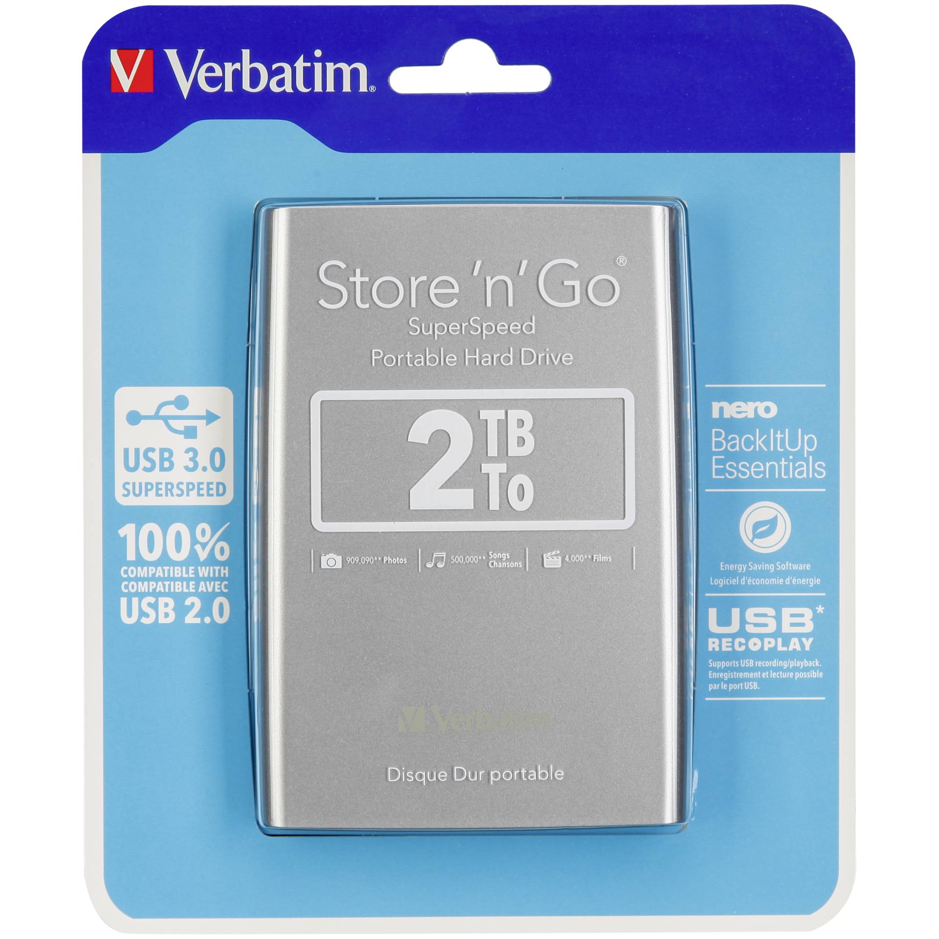 Verbatim Store n Go 2,5" 2TB USB 3.0 Silver