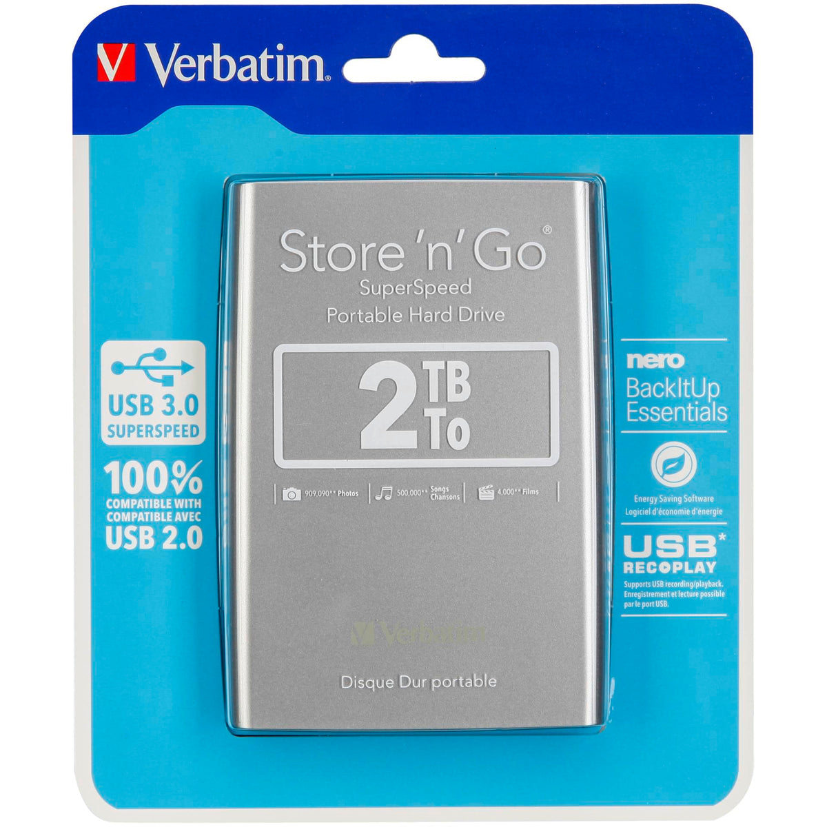 Verbatim Store n Go 2,5" 2TB USB 3.0 Silver