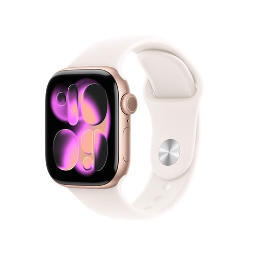 Apple Watch 11 Rose Gold 46mm aluminium case (M/L) with Light Blush Sport Band