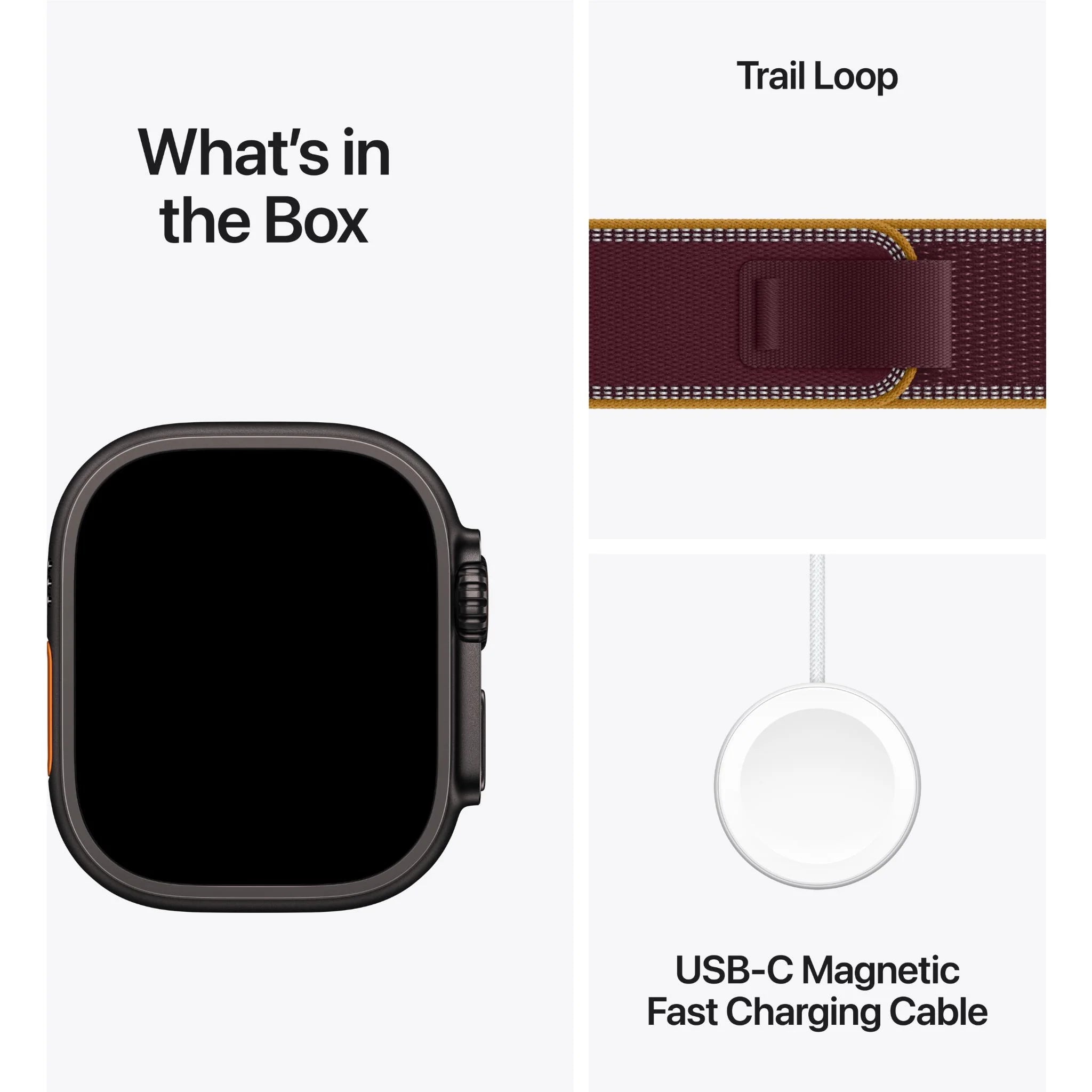Apple Watch Ultra 4 49mm GPS+Cellular Black Titanium with Burgundy Trail Loop (S/M)