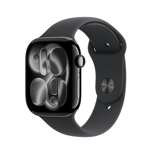 Apple Watch 11 Jet Black 42mm aluminium case (M/L) with Black Sport Band MEQU4