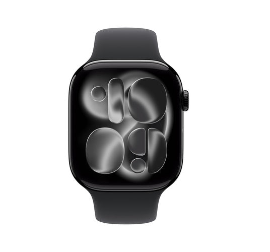 Apple Watch 11 Jet Black 42mm aluminium case (M/L) with Black Sport Band MEQU4