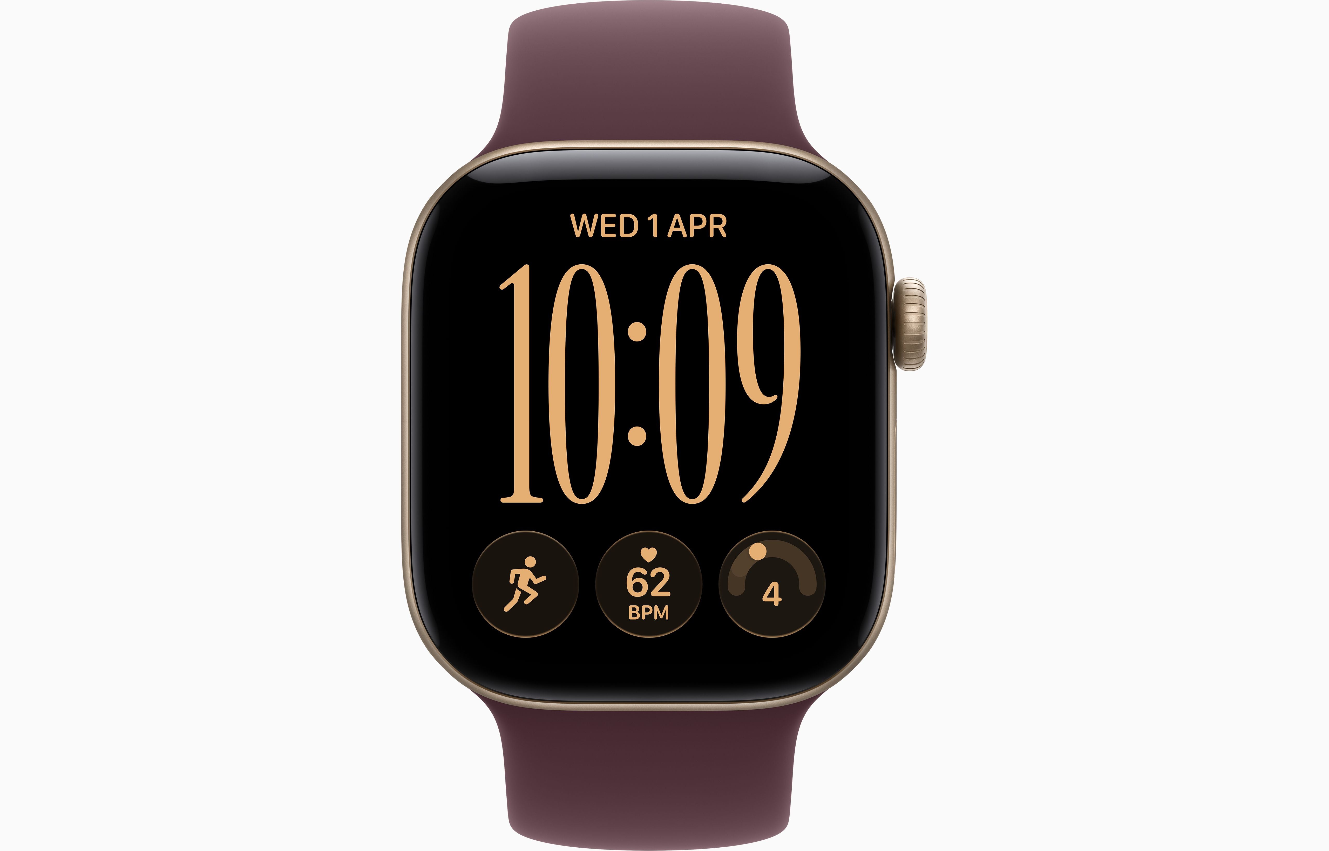 Apple Watch Series 12 42mm Light Gold aluminium case (S/M) GPS Burgundy Sport Band