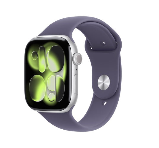 Apple Watch 11 Silver 46mm aluminium case (S/M) with Purple Fog Sport Band MEV94