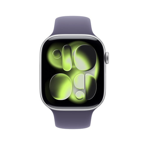 Apple Watch 11 Silver 46mm aluminium case (S/M) with Purple Fog Sport Band MEV94