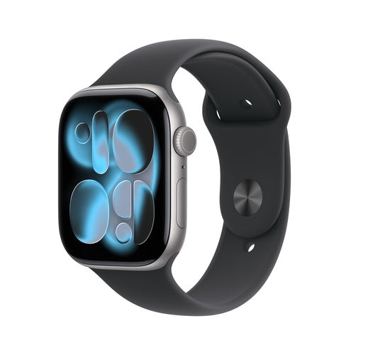 Apple Watch 11 Space Grey 46mm aluminium case (M/L) with Black Sport Band