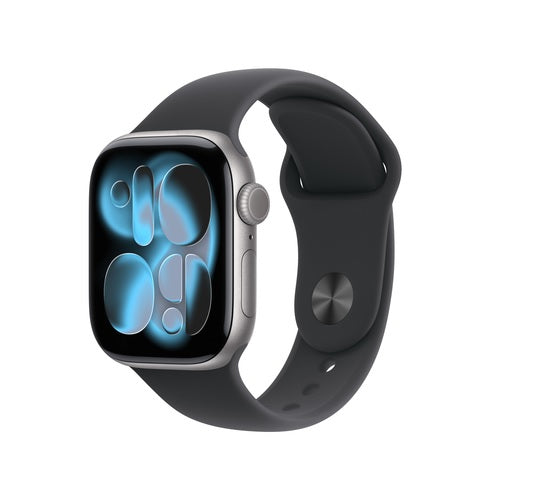 Apple Watch 11 Space grey 42mm aluminium case (M/L) with Black Sport Band