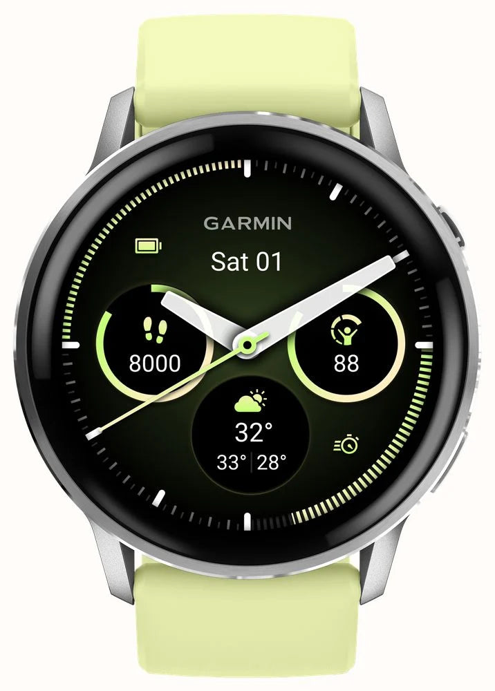 Garmin Venu 4 45mm Smartwatch Silver with Citron Silicon Band