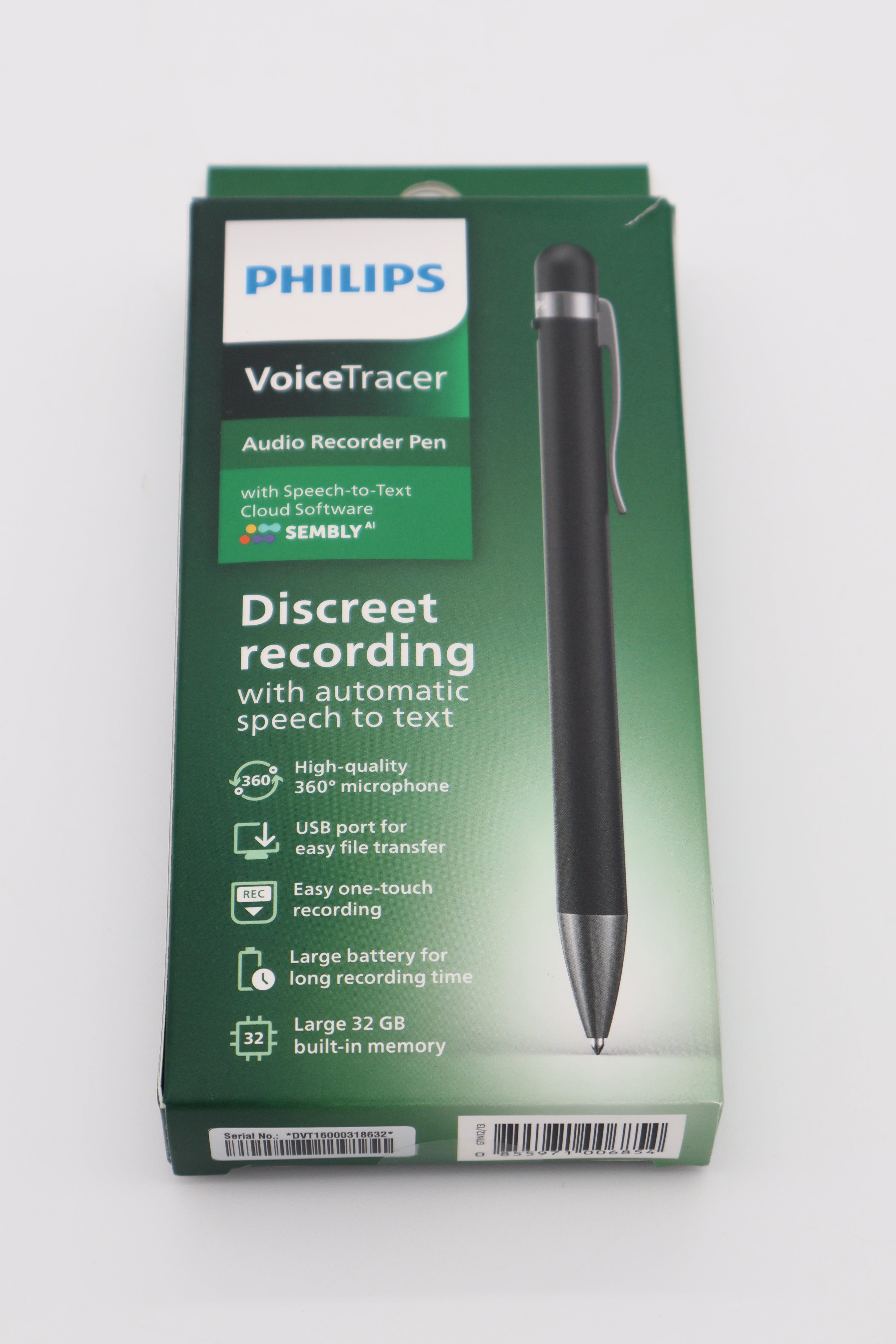 Philips DVT1600 VoiceTracer audio recorder pen (Open Box)