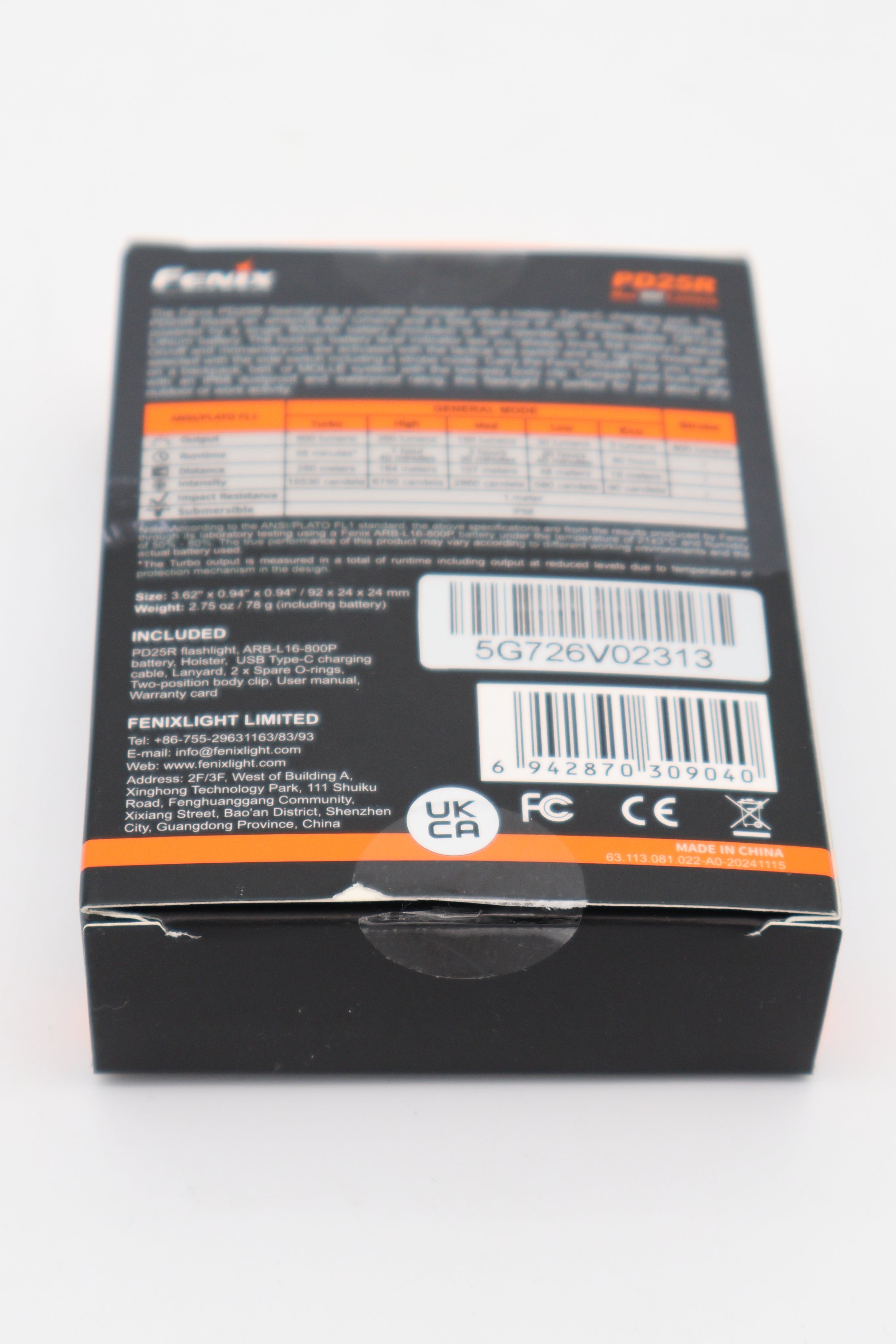 Fenix PD25R Black (Open Box)