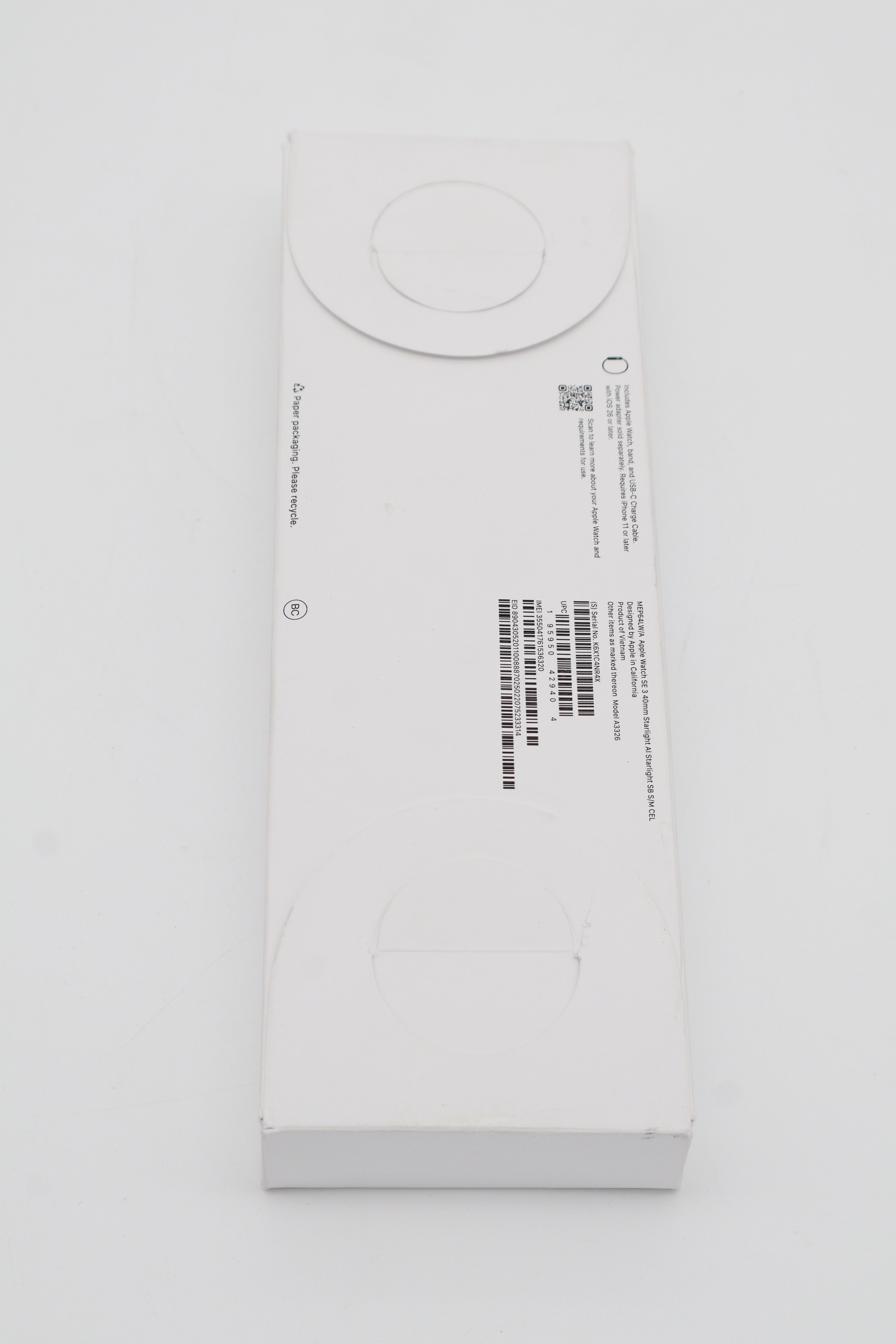 Apple Watch SE3 GPS & Cellular Starlight Case & Sport Band (S/M) 40mm MEP64 (Open Box)