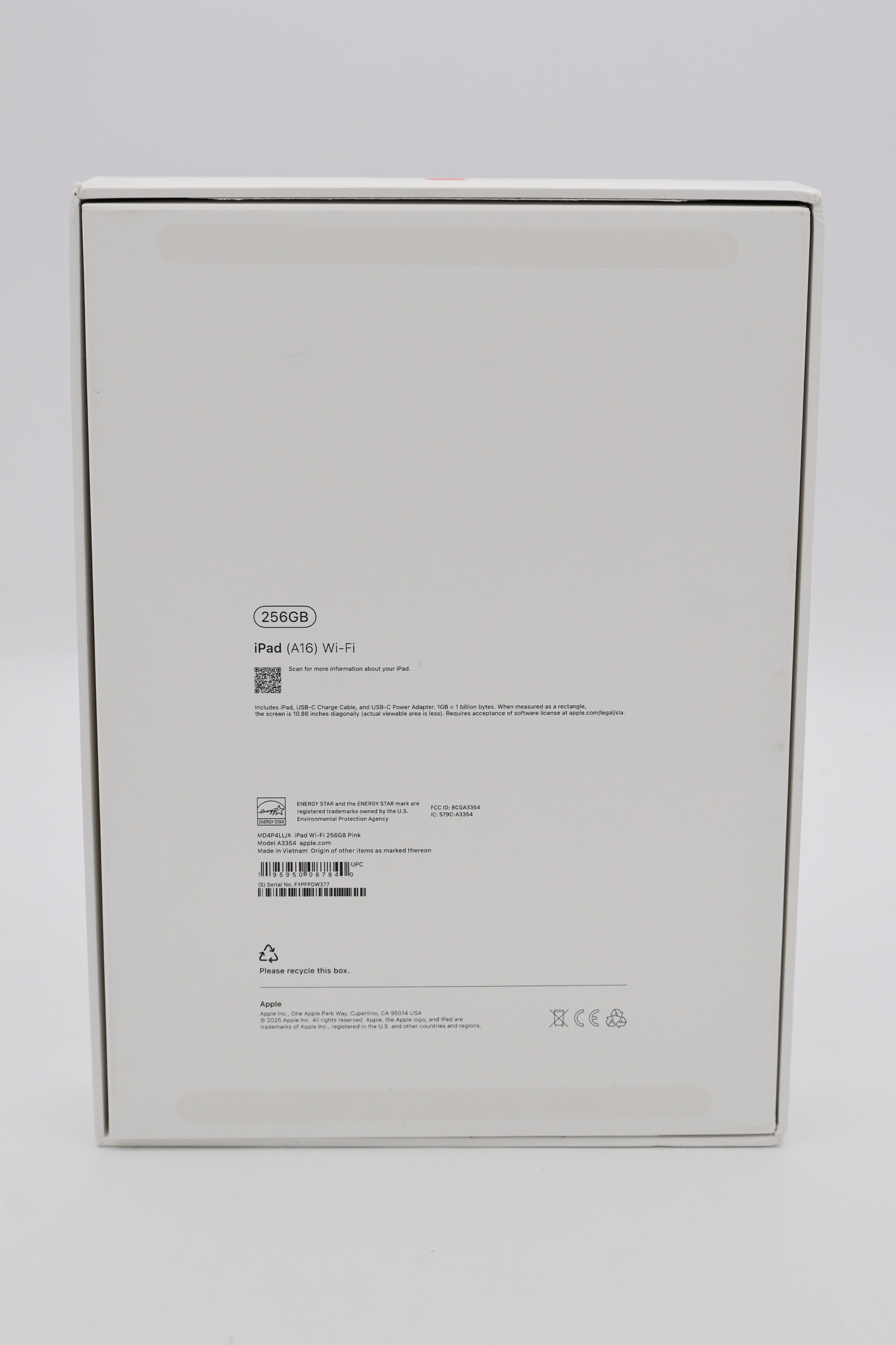 Apple 2025 iPad A16 Wifi 256GB Pink (Open Box)