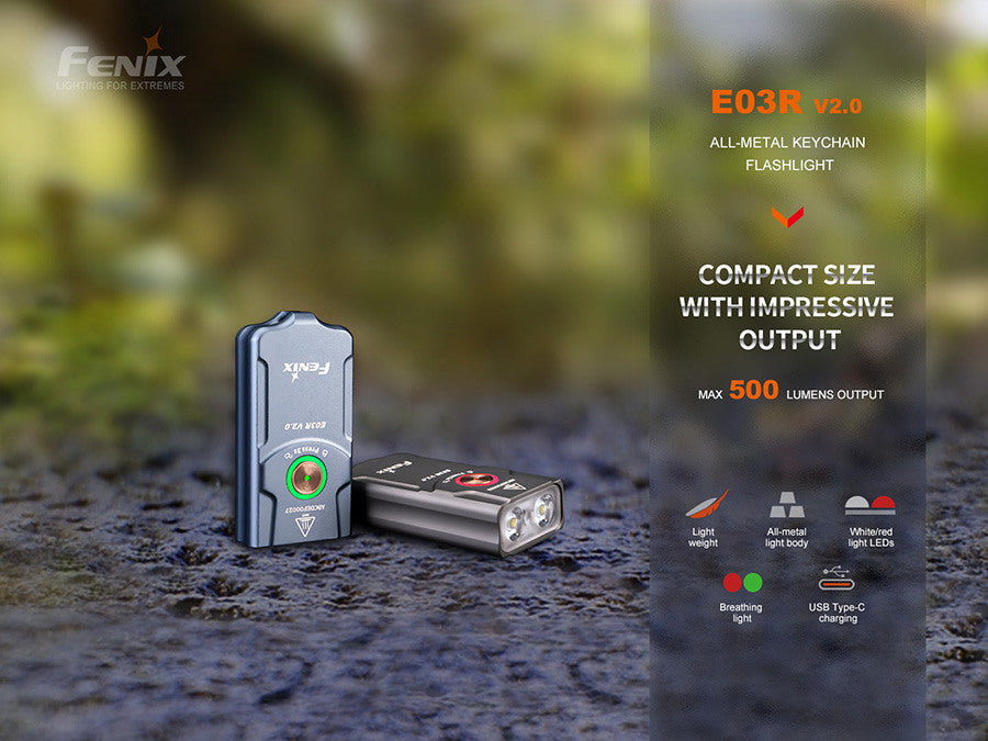 Fenix E03R v2.0 Keychain Light Grey