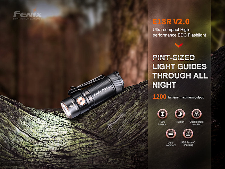 Fenix E18R V2.0 compact rechargeable LED torch