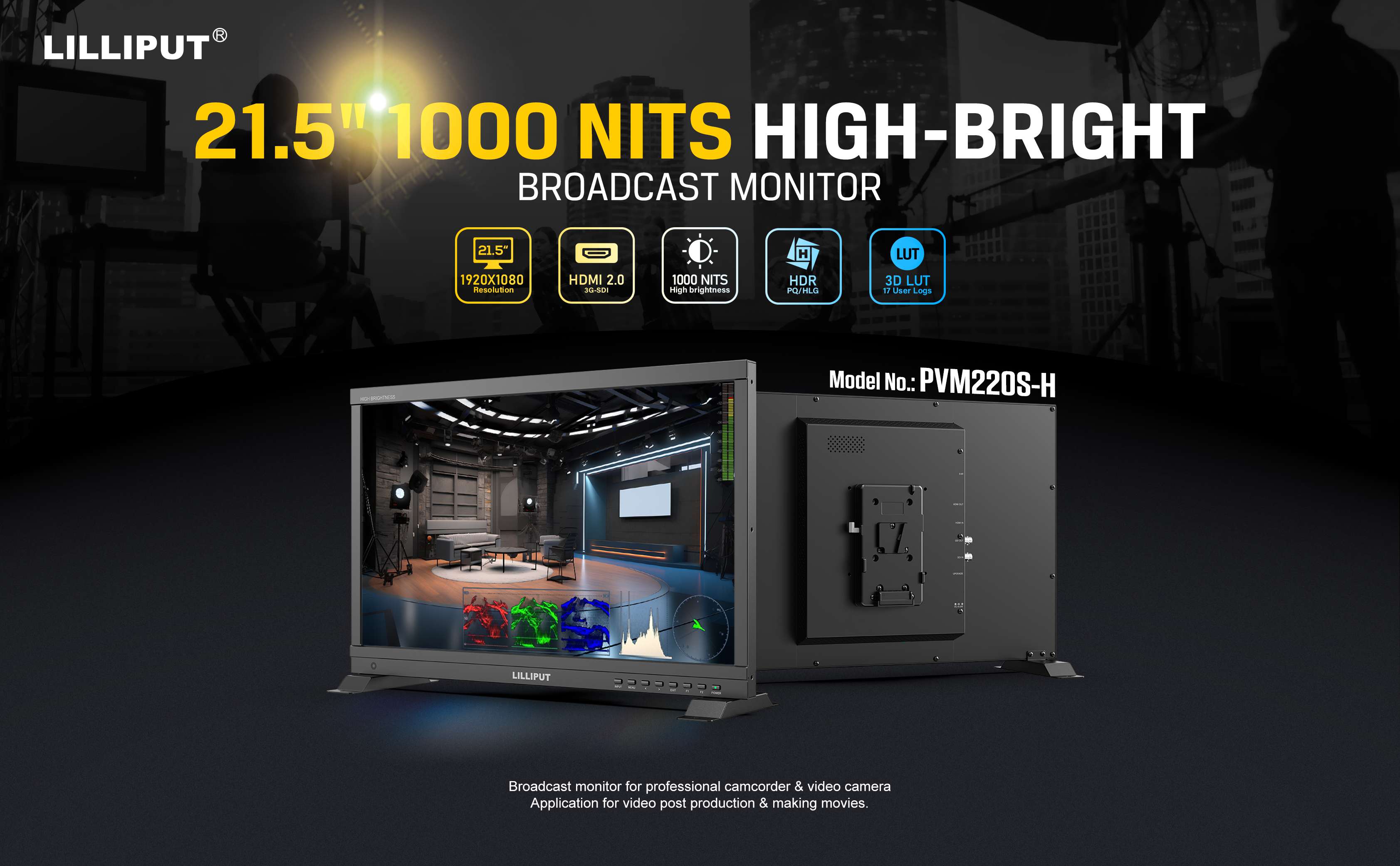 Lilliput PVM220S-H - 21.5" High Brightness Broadcast Monitor