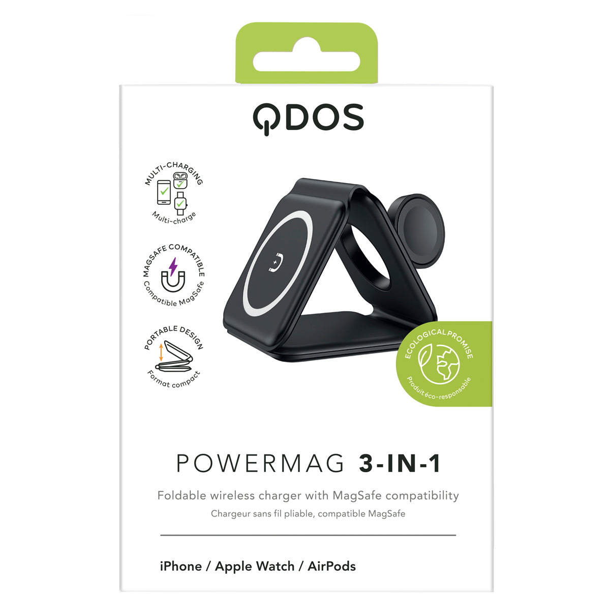 QDOS POWERMAG 3-in-1 Wireless Charger - Black