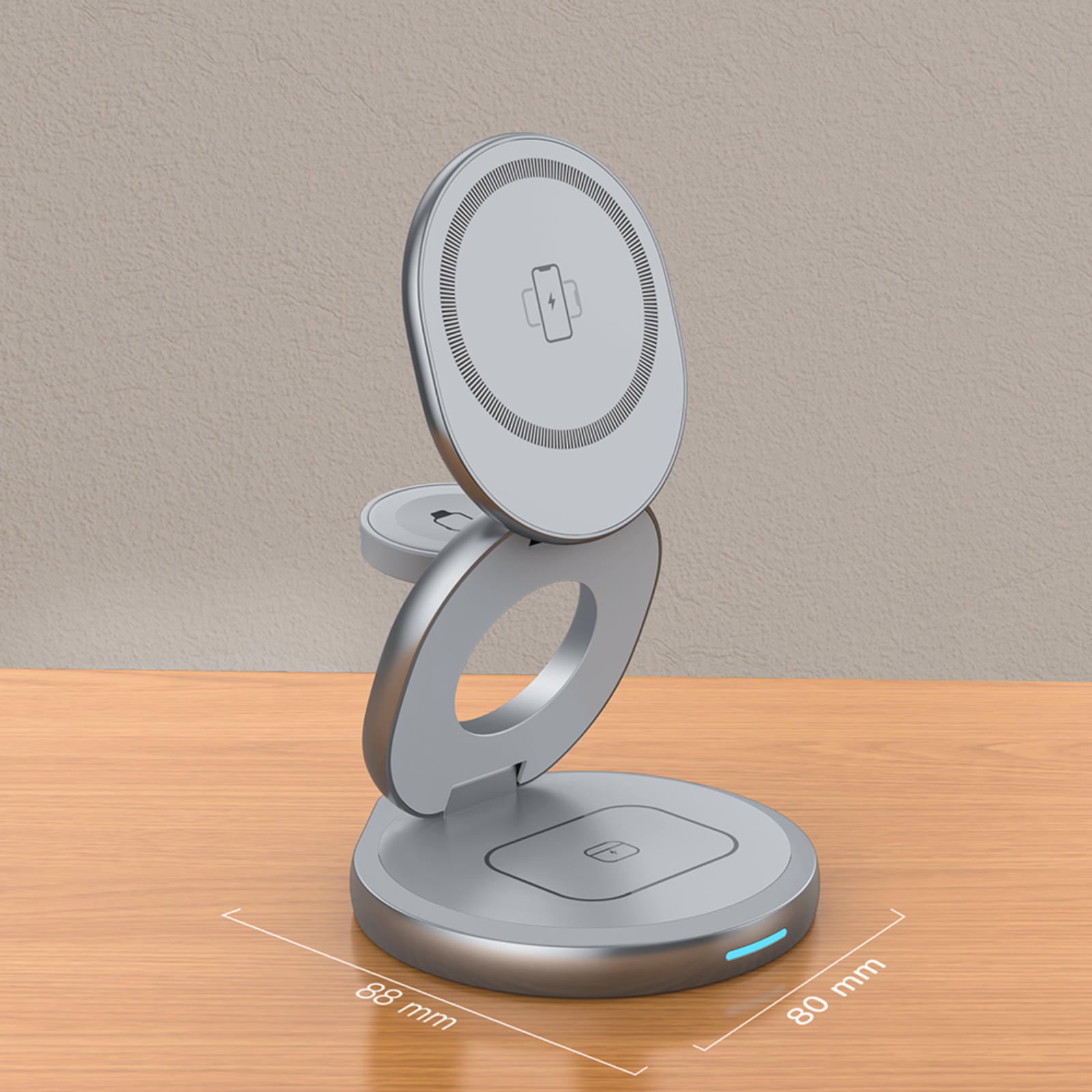 QDOS SnapStand 3-in-1 Wireless Charger - Space Grey