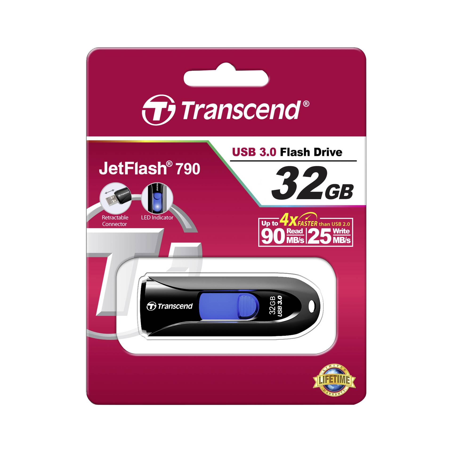 Transcend JetFlash 790 32GB USB 3.1 Gen 1 Flash Drive