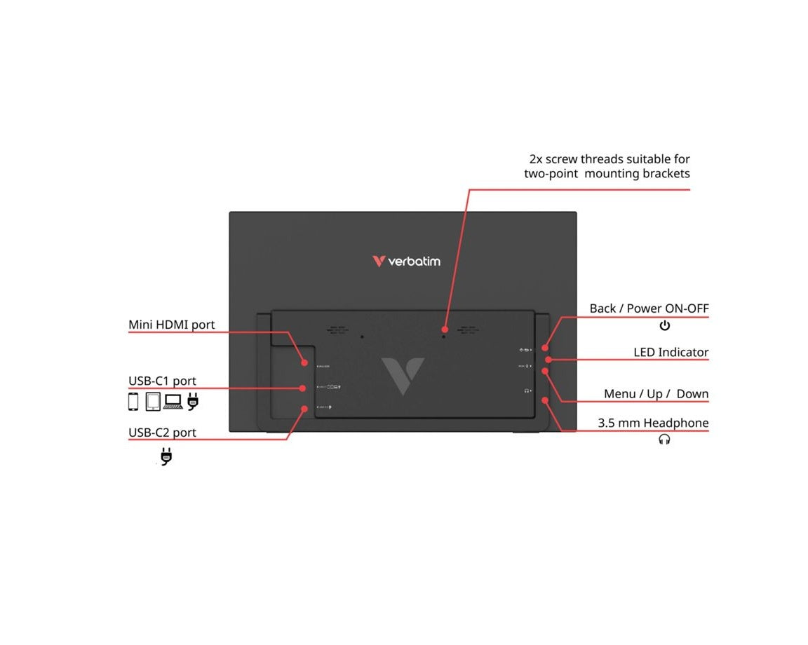 Verbatim PM-15 Portable Monitor 15.6 inch Light Series