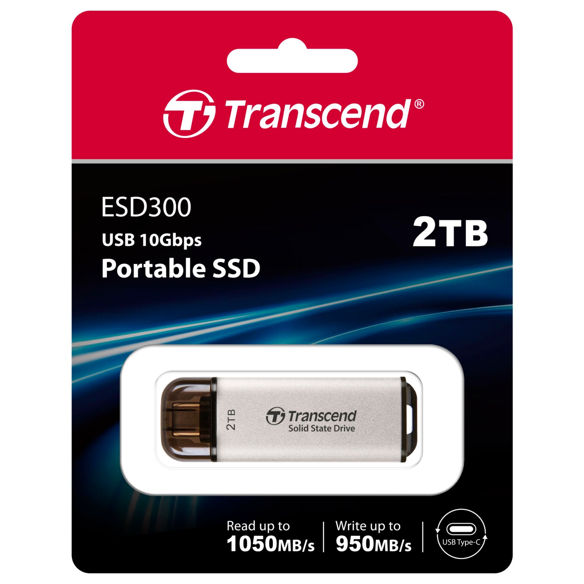 Transcend SSD ESD300S 2TB USB-C Silver