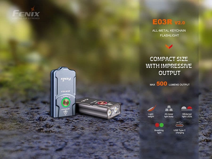 Fenix E03R v2.0 Keychain Light Grey