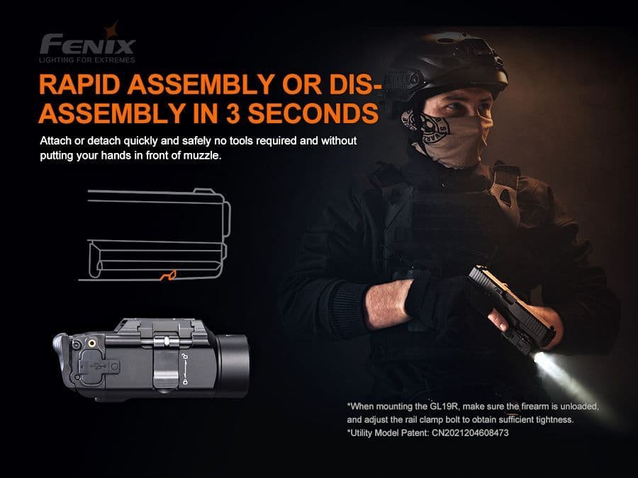 Fenix GL19R USB-C Rechargeable CQB Rail Light