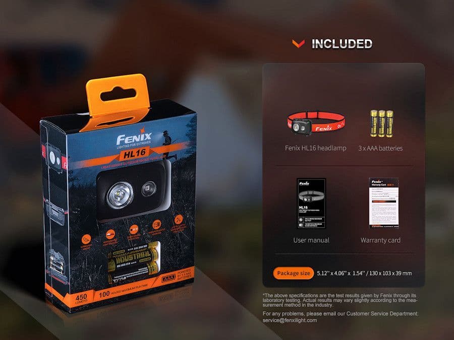Fenix HL16 Black 450 Lumens LED Headlight Headlamp