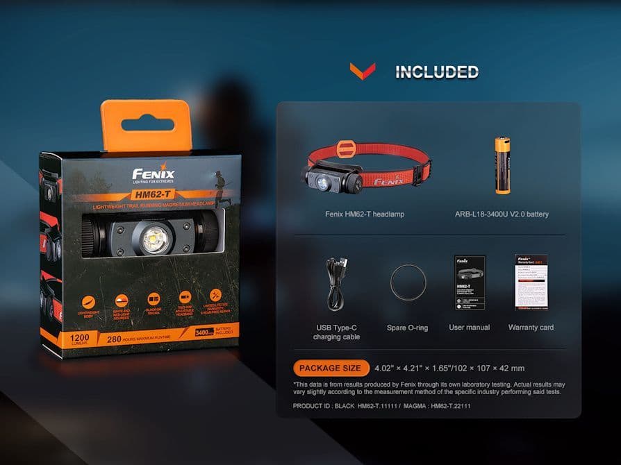 Fenix HM62-T Light Weight Trail Running Headlamp - Magma