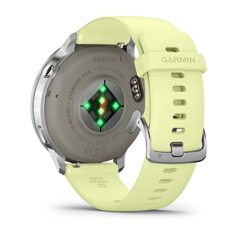 Garmin Venu 4 45mm Smartwatch Silver with Citron Silicon Band