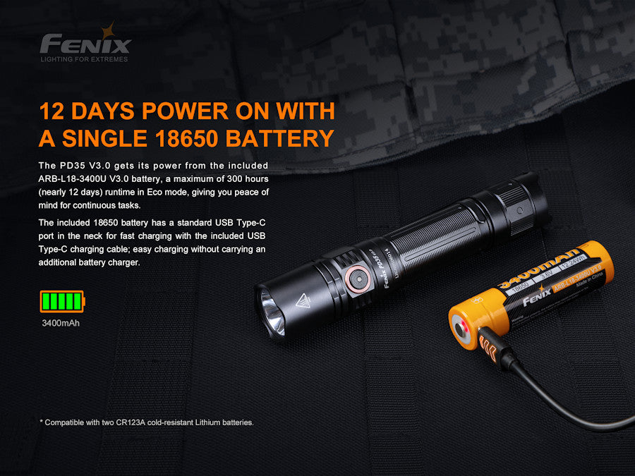 Fenix PD35 V3.0 & 2600U Battery