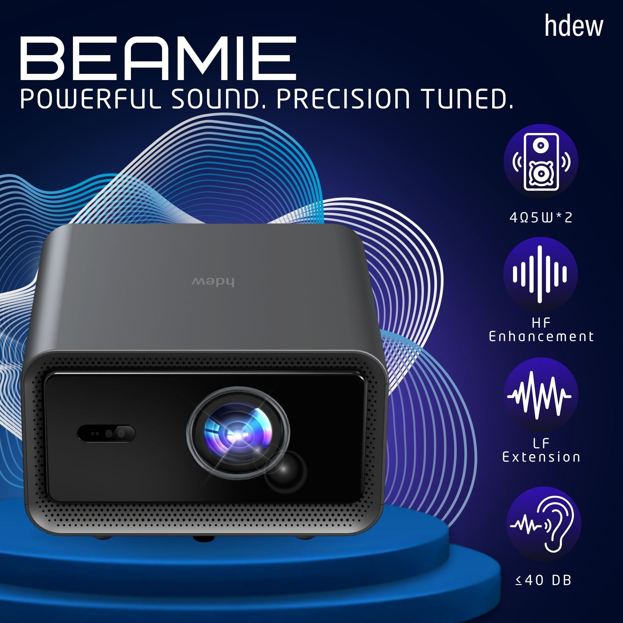HDEW Beamie Smart Projector 1500 ANSI, Native 1080P 4K Support, Android 12.0 Mini Portable Projector with WiFi Bluetooth, Auto Focus Keystone for Home Bedroom Outdoor Cinema