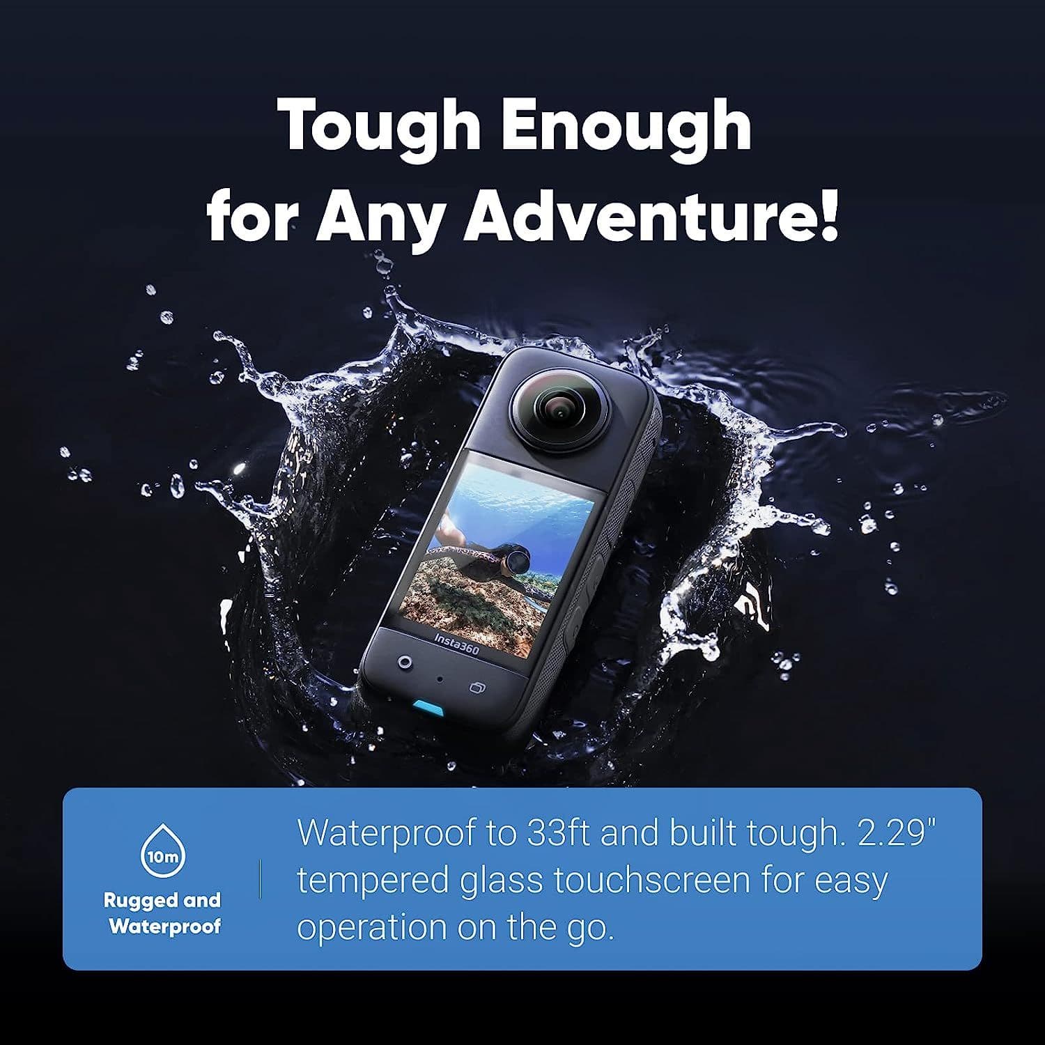 nsta360 X3 - Waterproof 360 Action Camera with 1/2" 48MP Sensors, 5.7K 360 Active HDR Video