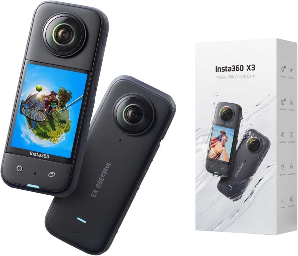 nsta360 X3 - Waterproof 360 Action Camera with 1/2" 48MP Sensors, 5.7K 360 Active HDR Video