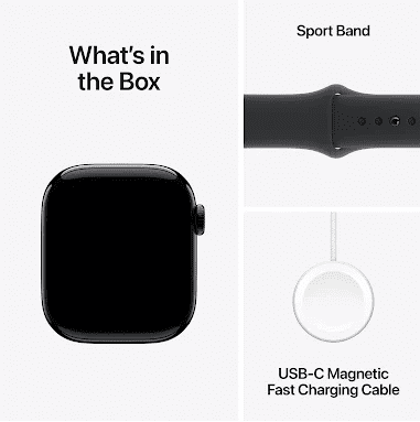 Open Box Apple Watch 10 42mm Black Sport Band M/L MWWF3