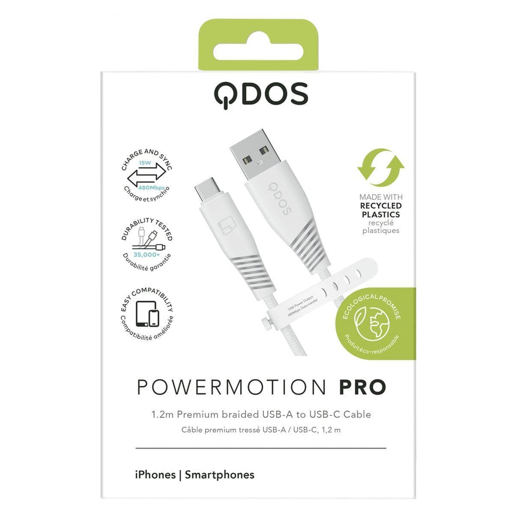 PowerMotion Pro USB-A to USB-C 1.2m Cable - White