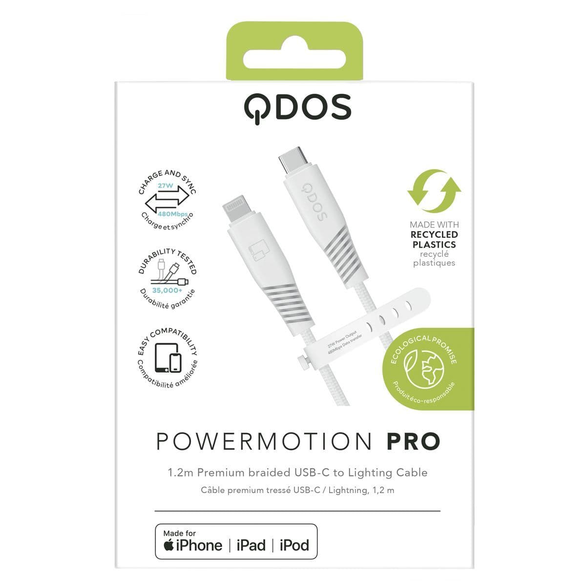 PowerMotion Pro USB-C to MFI 1.2m Cable - White