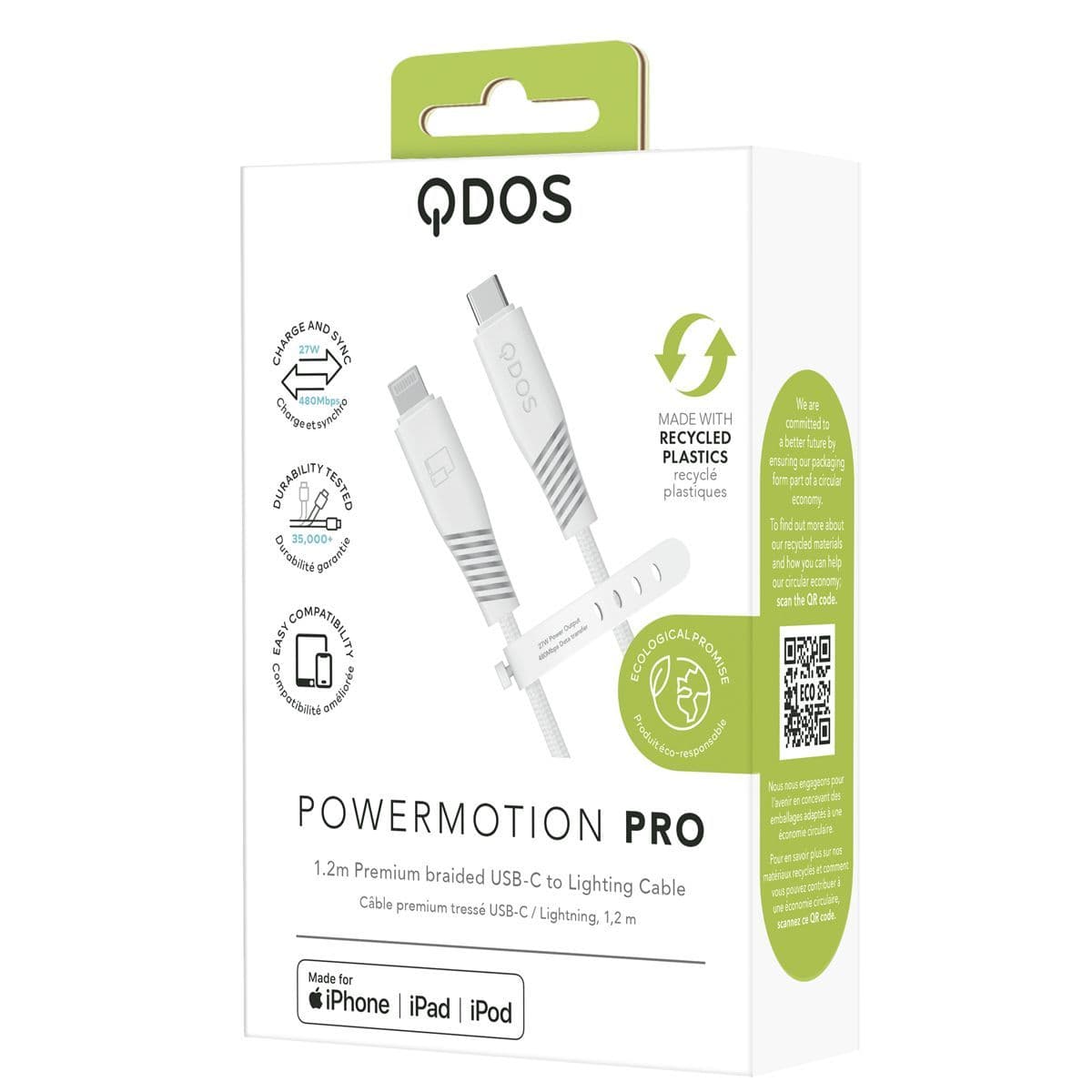 PowerMotion Pro USB-C to MFI 1.2m Cable - White