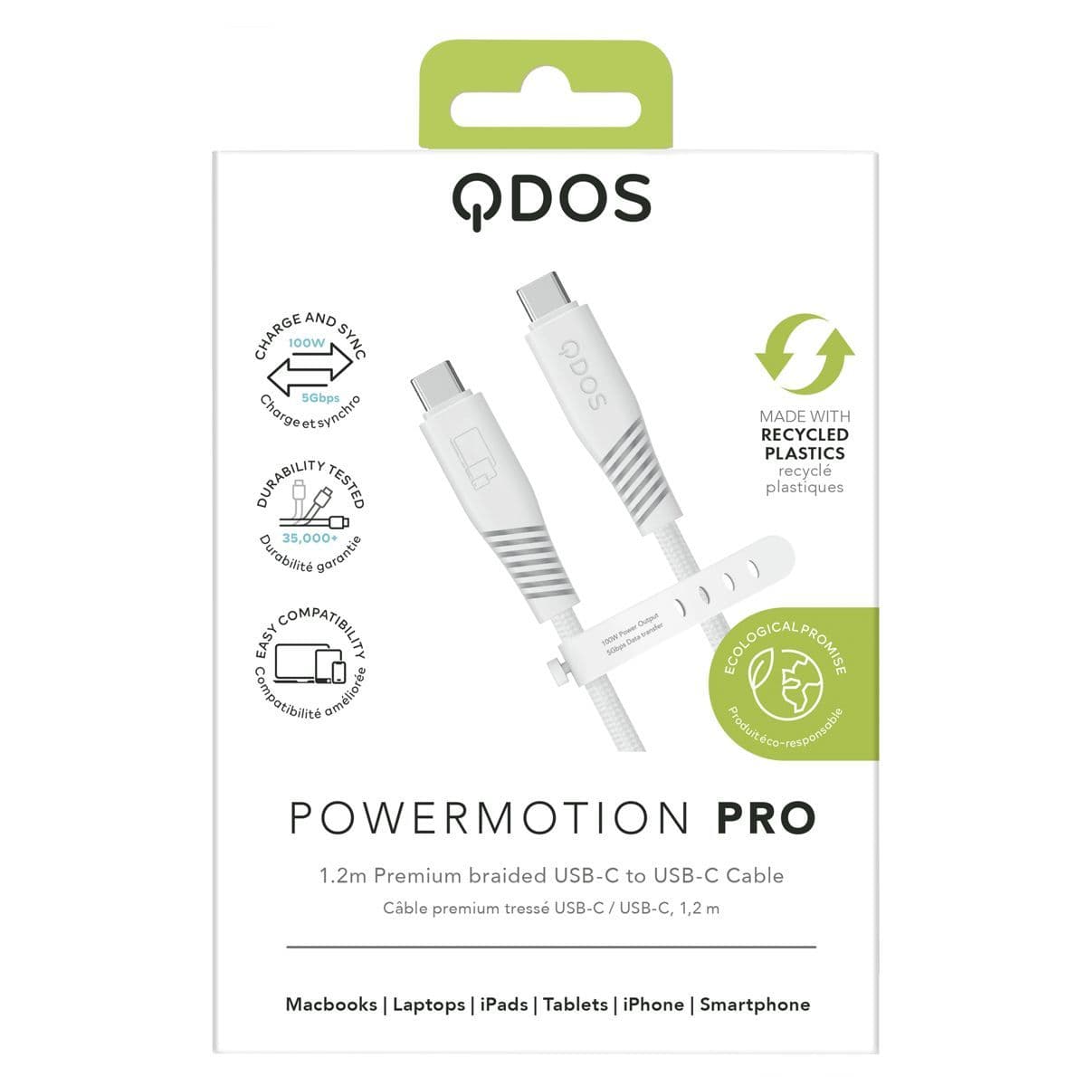 PowerMotion Pro USB-C to USB-C 3.0 1.2m Cable - White