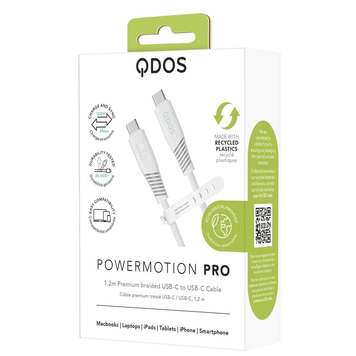 PowerMotion Pro USB-C to USB-C 3.0 1.2m Cable - White