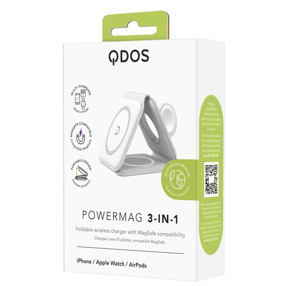 QDOS POWERMAG 3-in-1 Wireless Charger - White