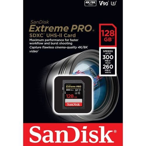 Sandisk 128GB Extreme PRO SDXC V90 300MB UHS-II